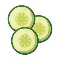 Fresh cucumber sliced slices isolated on white background vector
