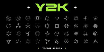 Acid Y2K style elements set. vector