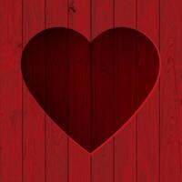 Abstract 3D heart frame on red painted cut timber panels square background with blank space. Valentine's day greeting card square template. vector
