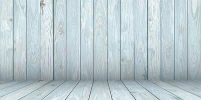Wooden floor and wall background turquoise blue colores distressed weathered fade condition template illustration have blank space for advertisement or place the products presentation. vector