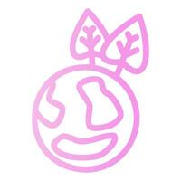 Earth with Two Leaves Outline Gradient Icon vector