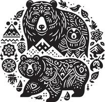 Bears design silhouette art work EPS file, Generator AI vector