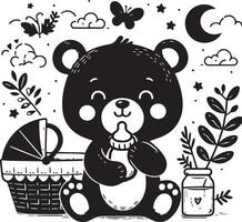Baby Bears design silhouette art work EPS file, Generator AI vector