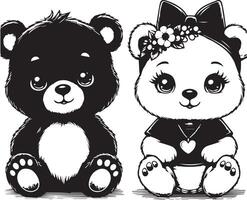 Baby Bears design silhouette art work EPS file, Generator AI vector