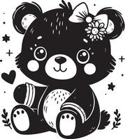 Baby Bears design silhouette art work EPS file, Generator AI vector