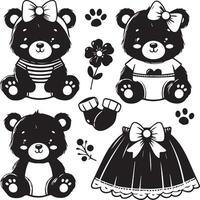 Baby Bears design silhouette art work EPS file, Generator AI vector