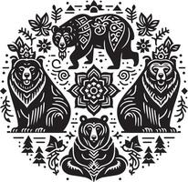 Bears design silhouette art work EPS file, Generator AI vector