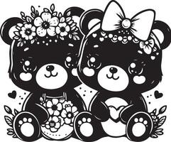 Baby Bears design silhouette art work EPS file, Generator AI vector