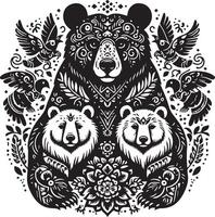 Bears design silhouette art work EPS file, Generator AI vector