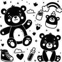 Baby Bears design silhouette art work EPS file, Generator AI vector