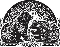 Bears design silhouette art work EPS file, Generator AI vector