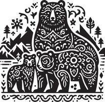 Bears design silhouette art work EPS file, Generator AI vector