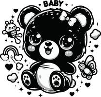 Baby Bears design silhouette art work EPS file, Generator AI vector