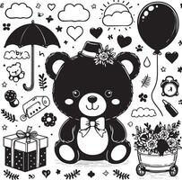 Baby Bears design silhouette art work EPS file, Generator AI vector