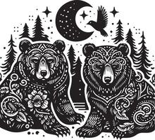 Bears design silhouette art work EPS file, Generator AI vector