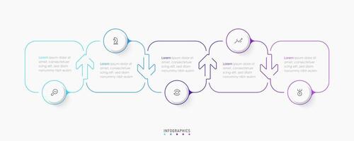 Infographic label design template with icons and 5 options or steps. Can be used for process diagram, presentations, workflow layout, banner, flow chart, info graph. vector