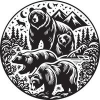 Bears design silhouette art work EPS file, Generator AI vector