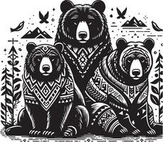 Bears design silhouette art work EPS file, Generator AI vector