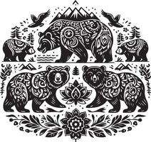 Bears design silhouette art work EPS file, Generator AI vector