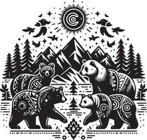 Bears design silhouette art work EPS file, Generator AI vector