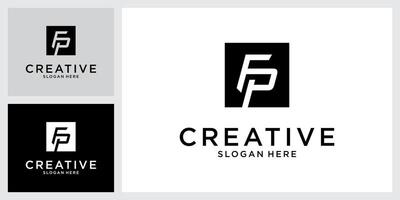 FP or PF initial letter logo design vector