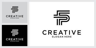 FP or PF initial letter logo design vector