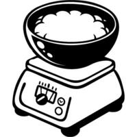 Kitchen deep bowl scales in monochrome. Simple minimalistic in black ink drawing on white background vector