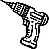 Drill is sleek and modern with sharp edges and pointed tip doodle icon. Tool for construction and installation work. Simple minimalistic symbol in black on white background vector