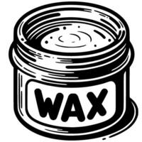 Jar of hair removal wax in monochrome. Professional hair removal material. Simple minimalistic in black ink drawing on white background vector