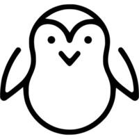 Penguin bird doodle icon. Polar bird penguin front view. Simple minimalistic symbol in black on white background vector