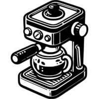 Coffee making machine in monochrome. Professional coffee brewer. Simple minimalistic in black ink drawing on white background vector