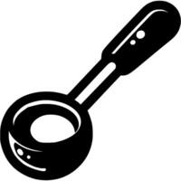 Kitchen ladle in monochrome. Simple minimalistic in black ink drawing on white background vector