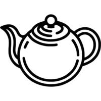 Ceramic teapot with handle doodle icon. Teaware. Simple minimalistic symbol in black on white background vector