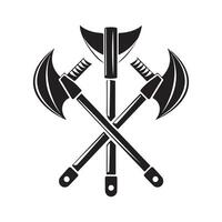 two crossed axes isolated on white background Illustration on white background vector