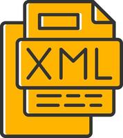 XML File Line Filled Slip Icon vector