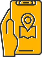 Location App Line Filled Slip Icon vector