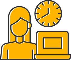 Working Hours Line Filled Slip Icon vector