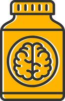 Brain Pills Line Filled Slip Icon vector
