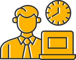 Office Working Hours Line Filled Slip Icon vector