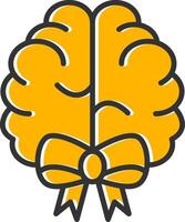 Brain Ribbon Line Filled Slip Icon vector