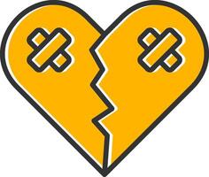 Broken Heart Line Filled Slip Icon vector