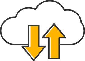 Cloud Upload And Download Line Filled Slip Icon vector