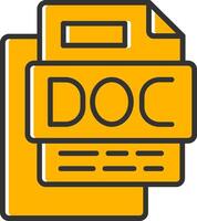 DOC File Line Filled Slip Icon vector