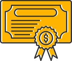 Certificate Line Filled Slip Icon vector
