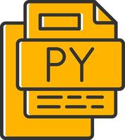 PY File Line Filled Slip Icon vector