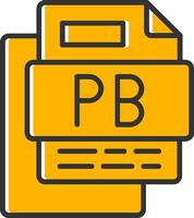 Pb File Line Filled Slip Icon vector