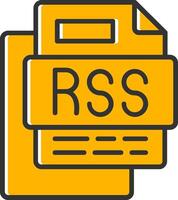 Rss File Line Filled Slip Icon vector