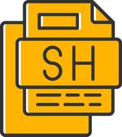 Sh File Line Filled Slip Icon vector
