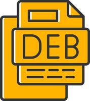 Deb File Line Filled Slip Icon vector