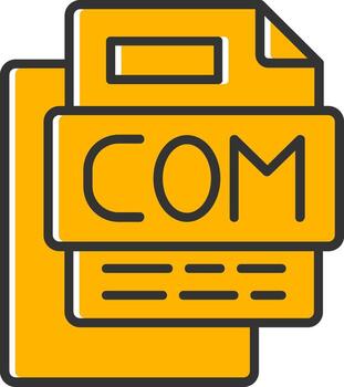 COM File Line Filled Slip Icon vector